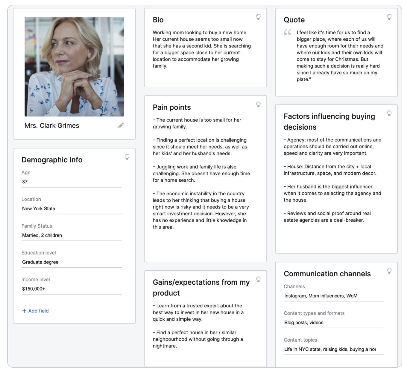 A buyer persona example by Semrush