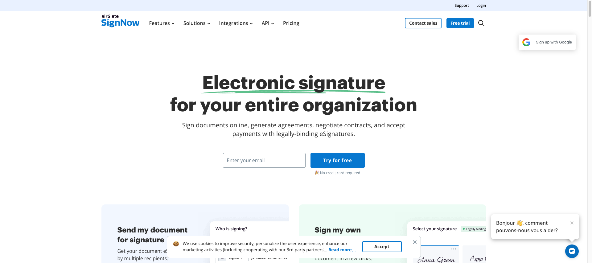 sign now homepage