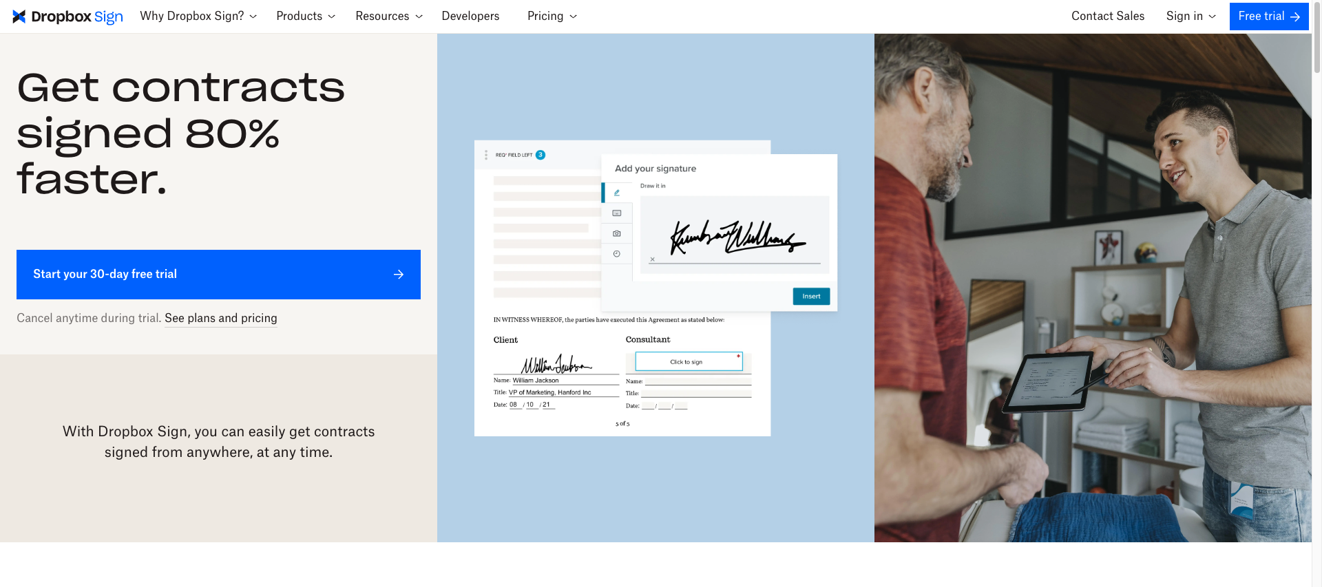 dropbow sign homepage
