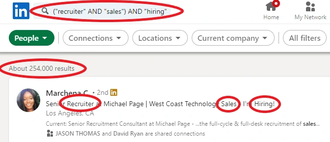 linkedin bolean search