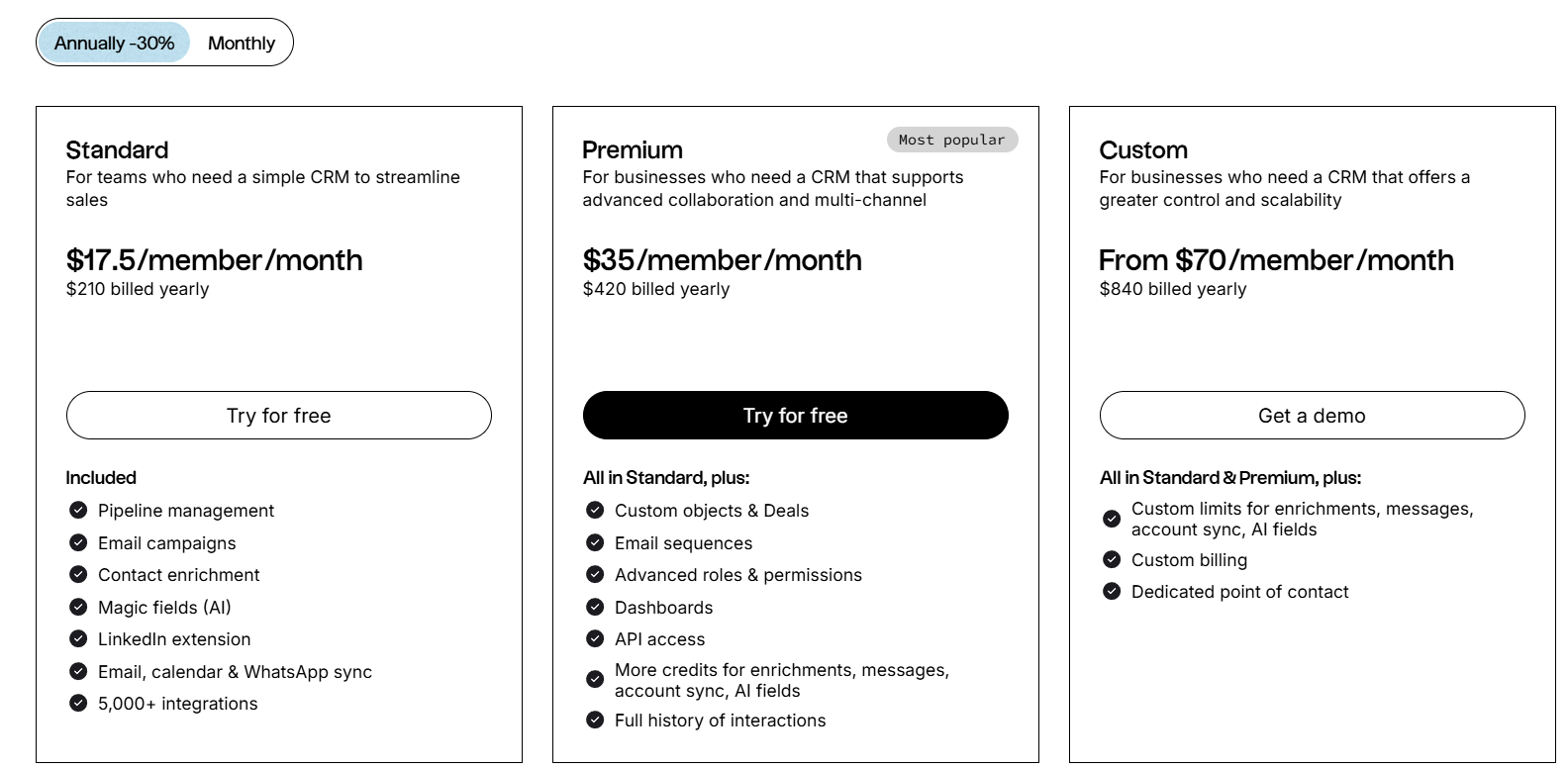 folk CRM pricing