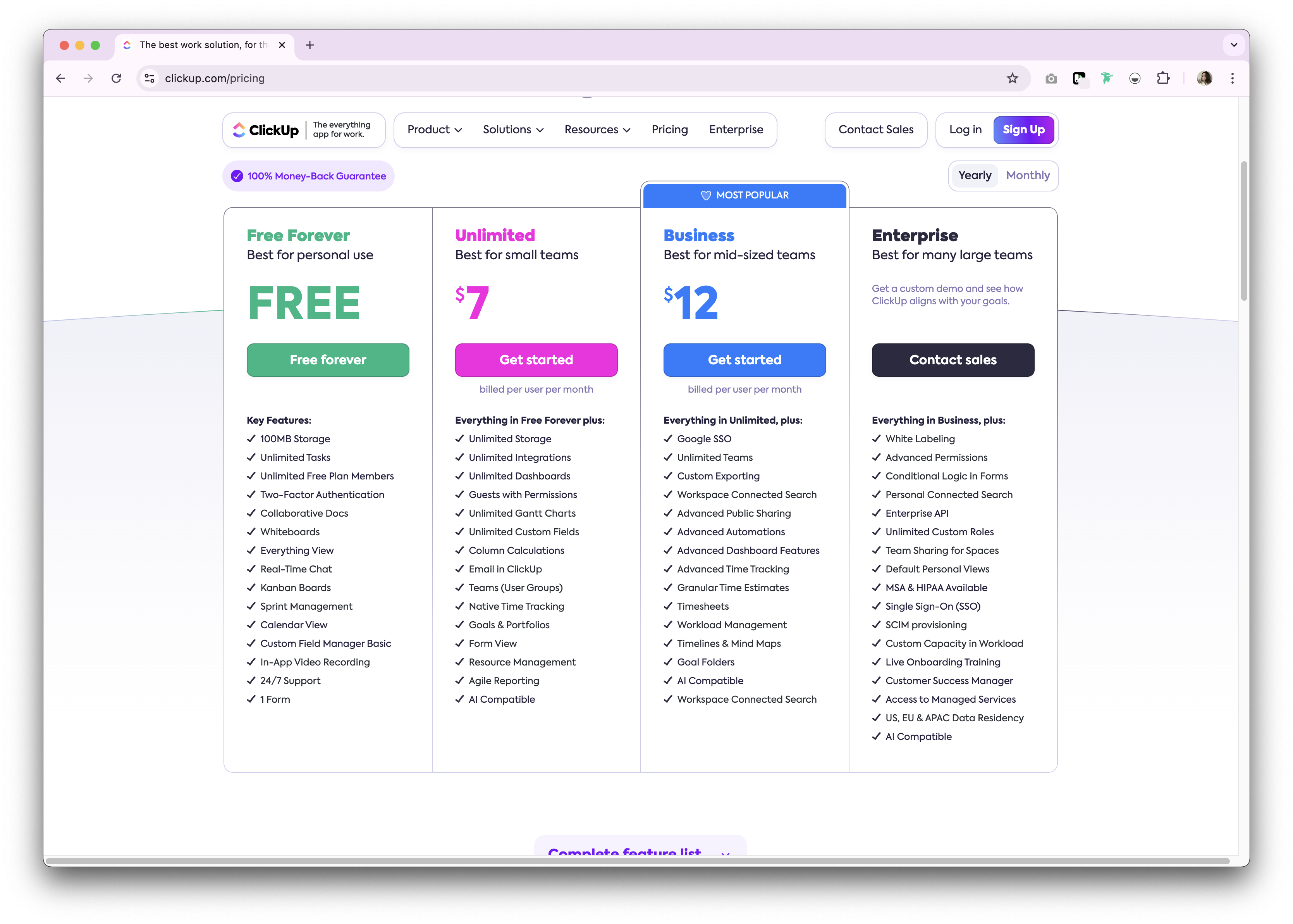 ClickUp prices and plans