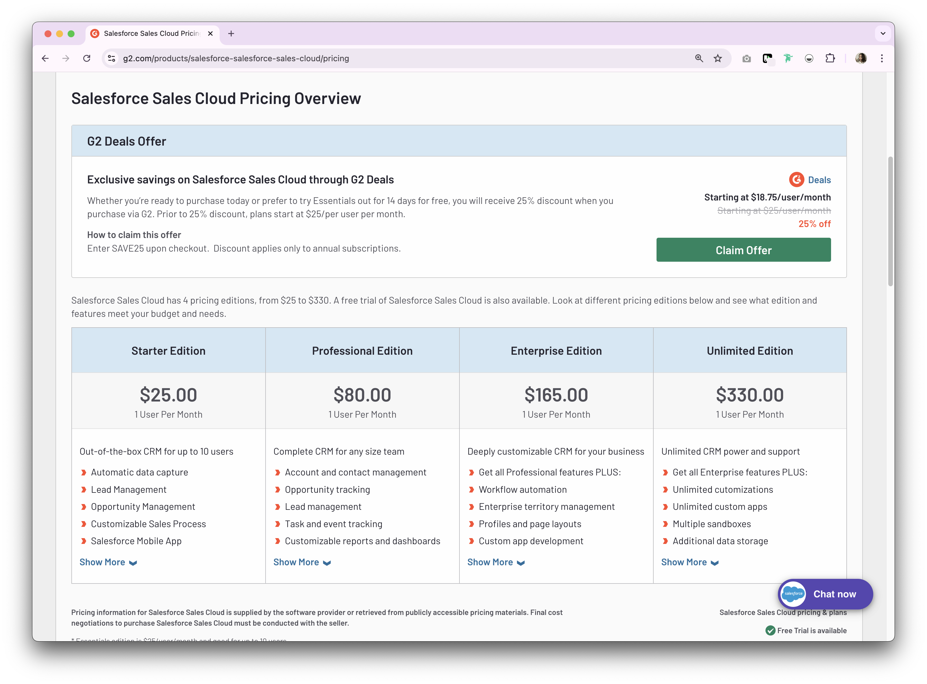 Salesforce prices and plans