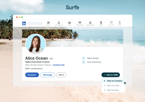Add as contact with surfe.com