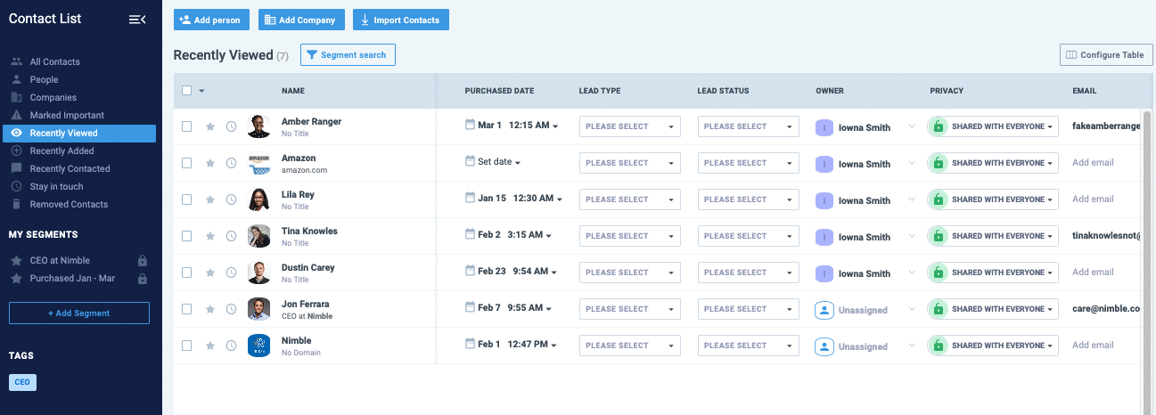 Nimble CRM automations