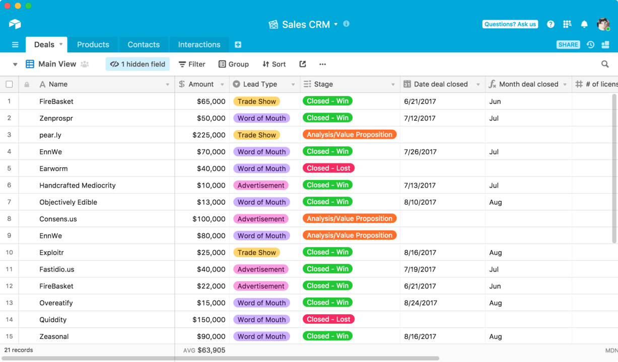 CRM de Airtable