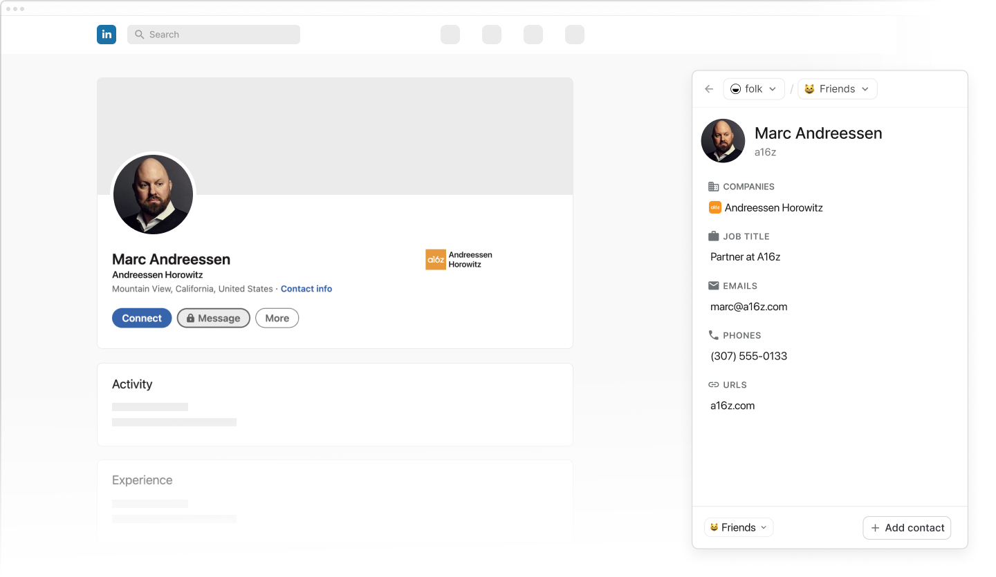 Importing contacts from LinkedIn