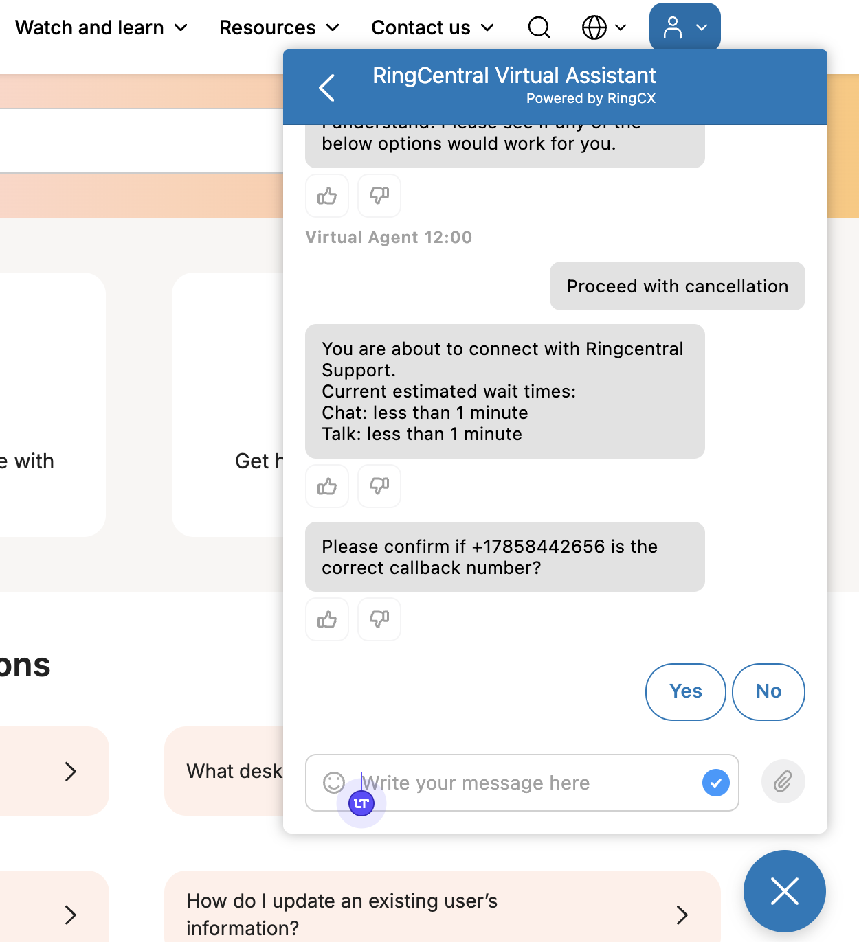 after a long chat with their AI, we had no choice but to go through a phone call to cancel our plan