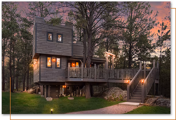 treehouse lodging at Custer Hospitality