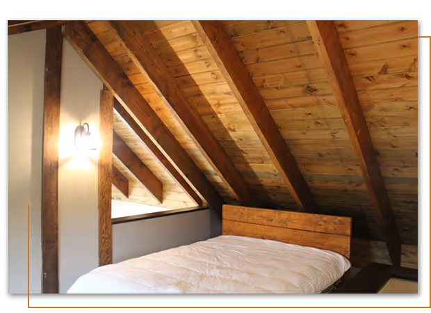inside bedroom at Falling Rock cabin at Buffalo Ridge Camp Resort in Custer, SD
