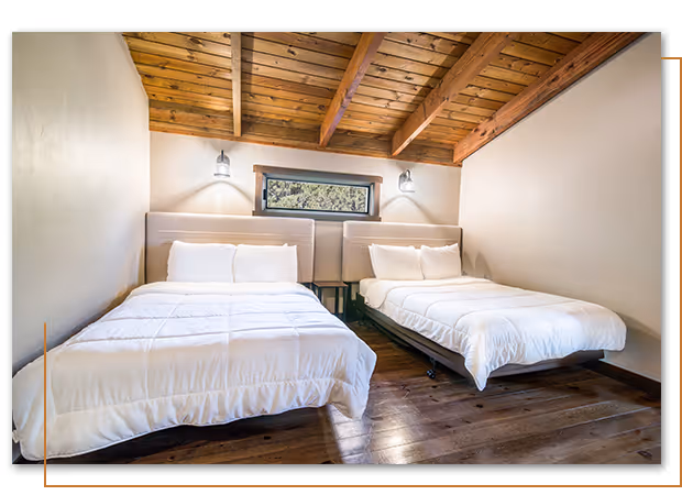inside bedroom at Valhalla cabin at Buffalo Ridge Camp Resort in Custer, SD