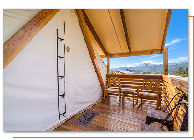 Whispering Pine glamping tent at Buffalo Ridge Camp Resort in Custer, SD