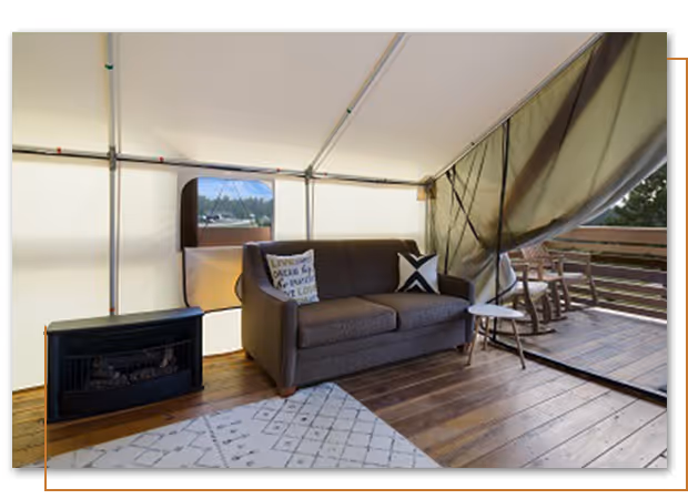 Aspen Grove glamping tent at Buffalo Ridge Camp Resort in Custer, SD