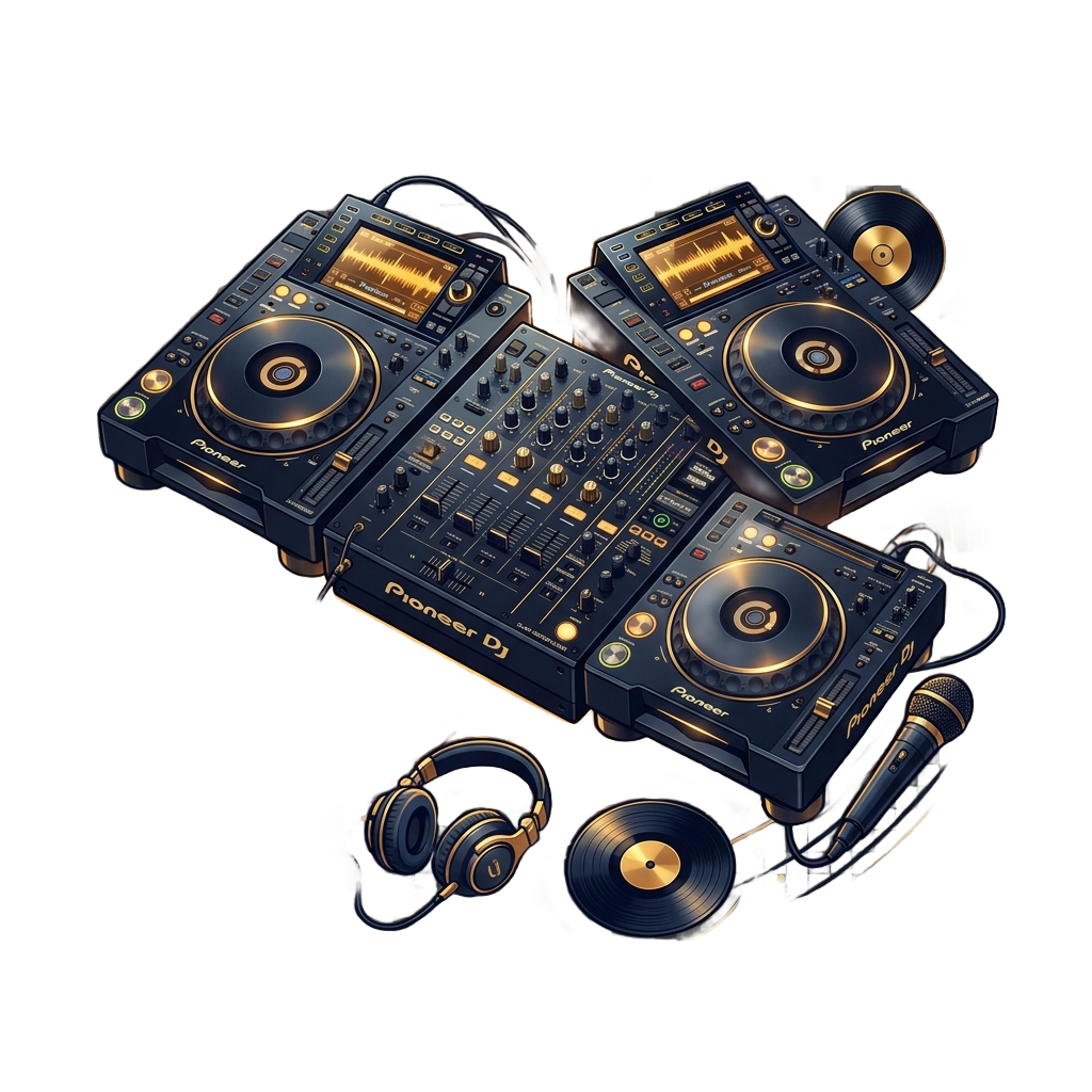 Setup DJ turntable et mixer