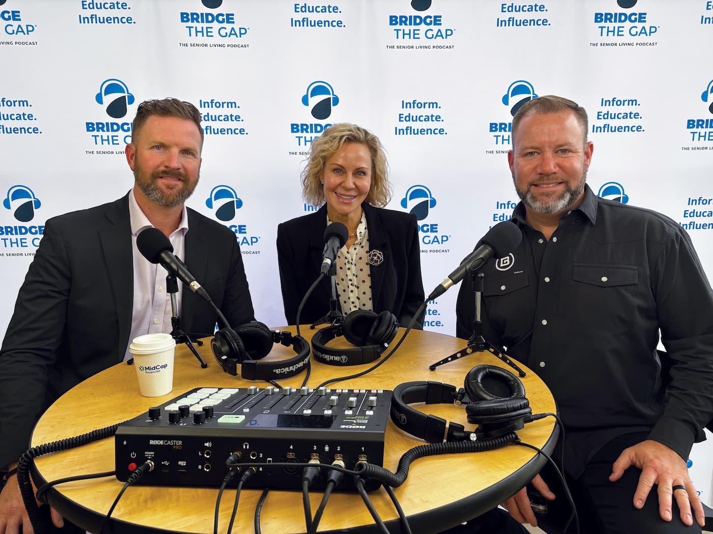 Josh Crisp and Lucas McCurdy hosting a Bridge The Gap podcast with a guest host