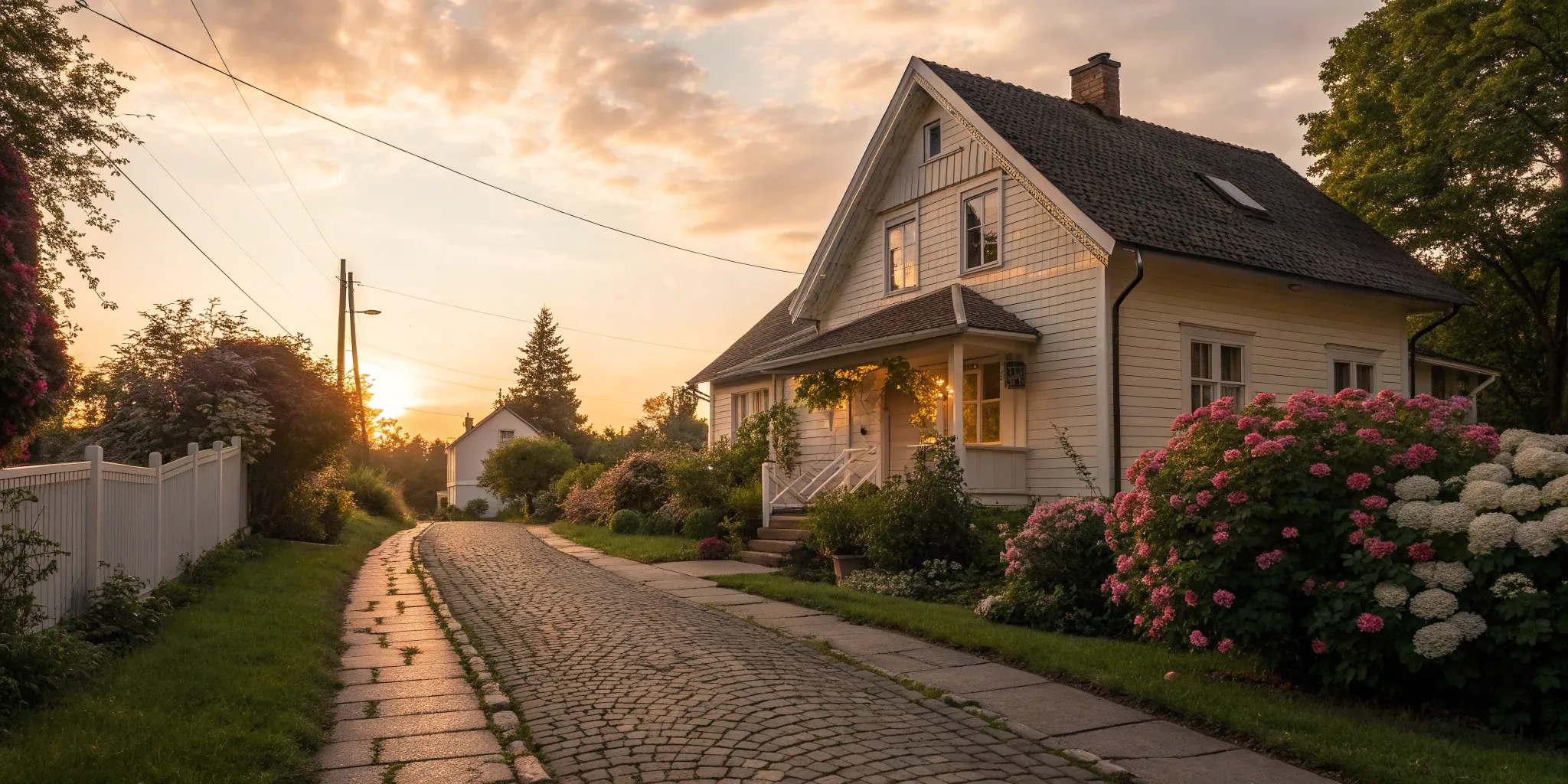 A welcoming home at sunset, a goal achieved by getting a mortgage after bankruptcy.