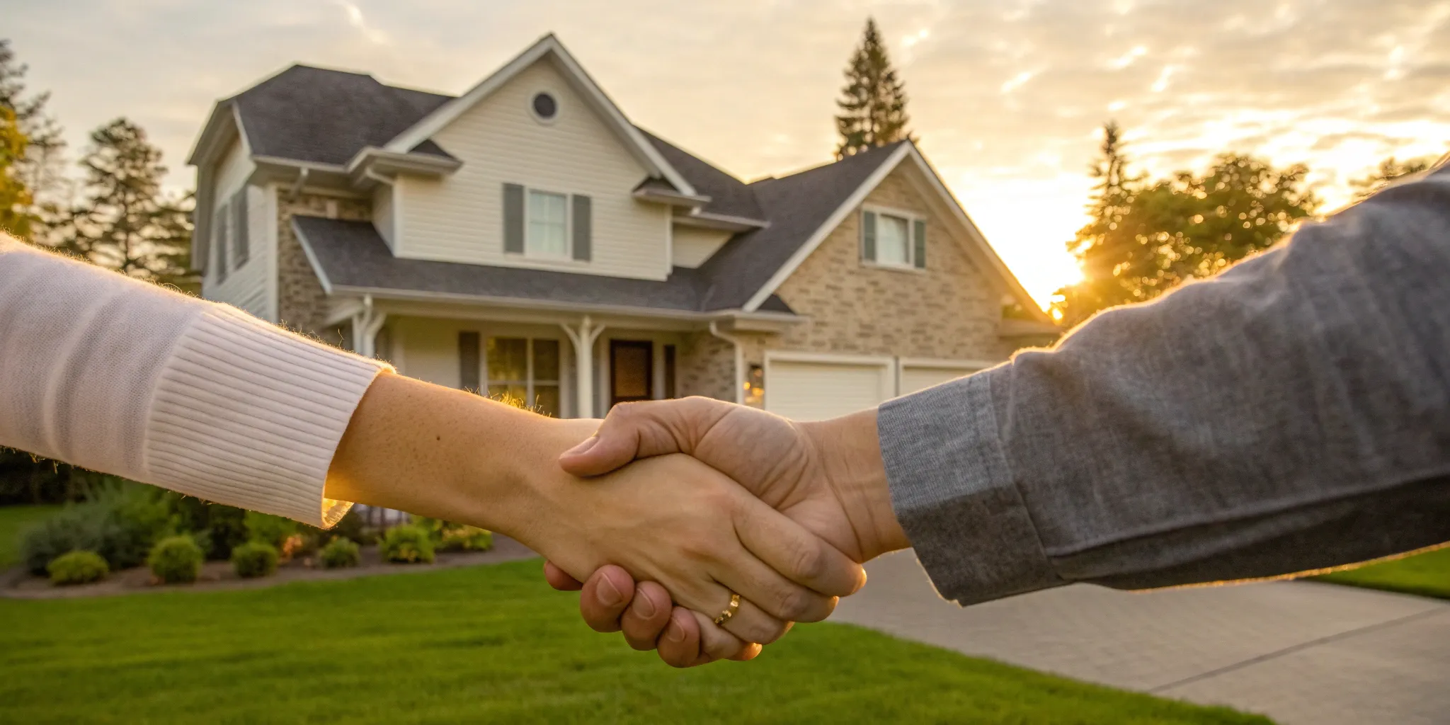 A home buyer shakes hands with the person who will cosign their home loan.