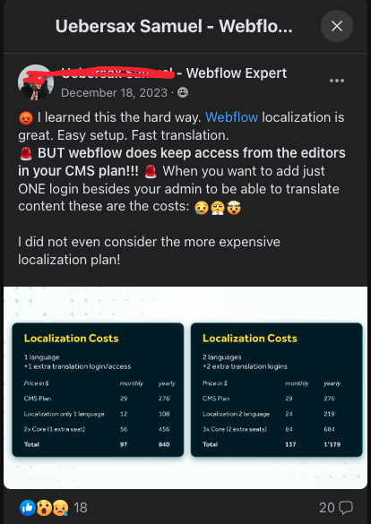 Webflow native localization interface
