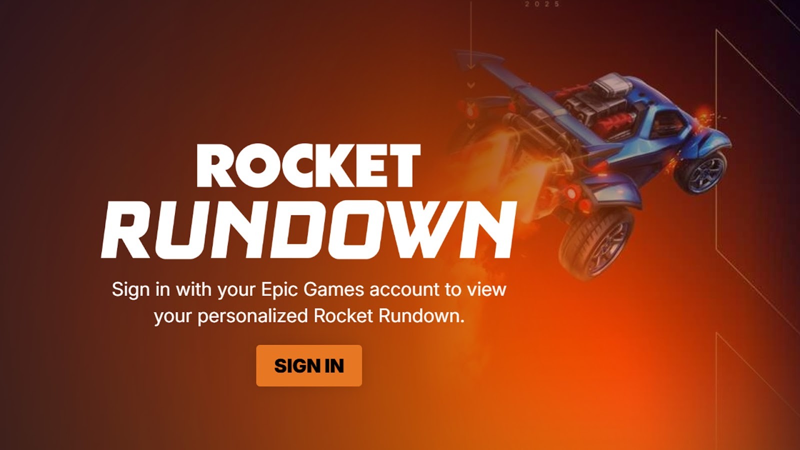 Orange Rocket Rundown sign in page