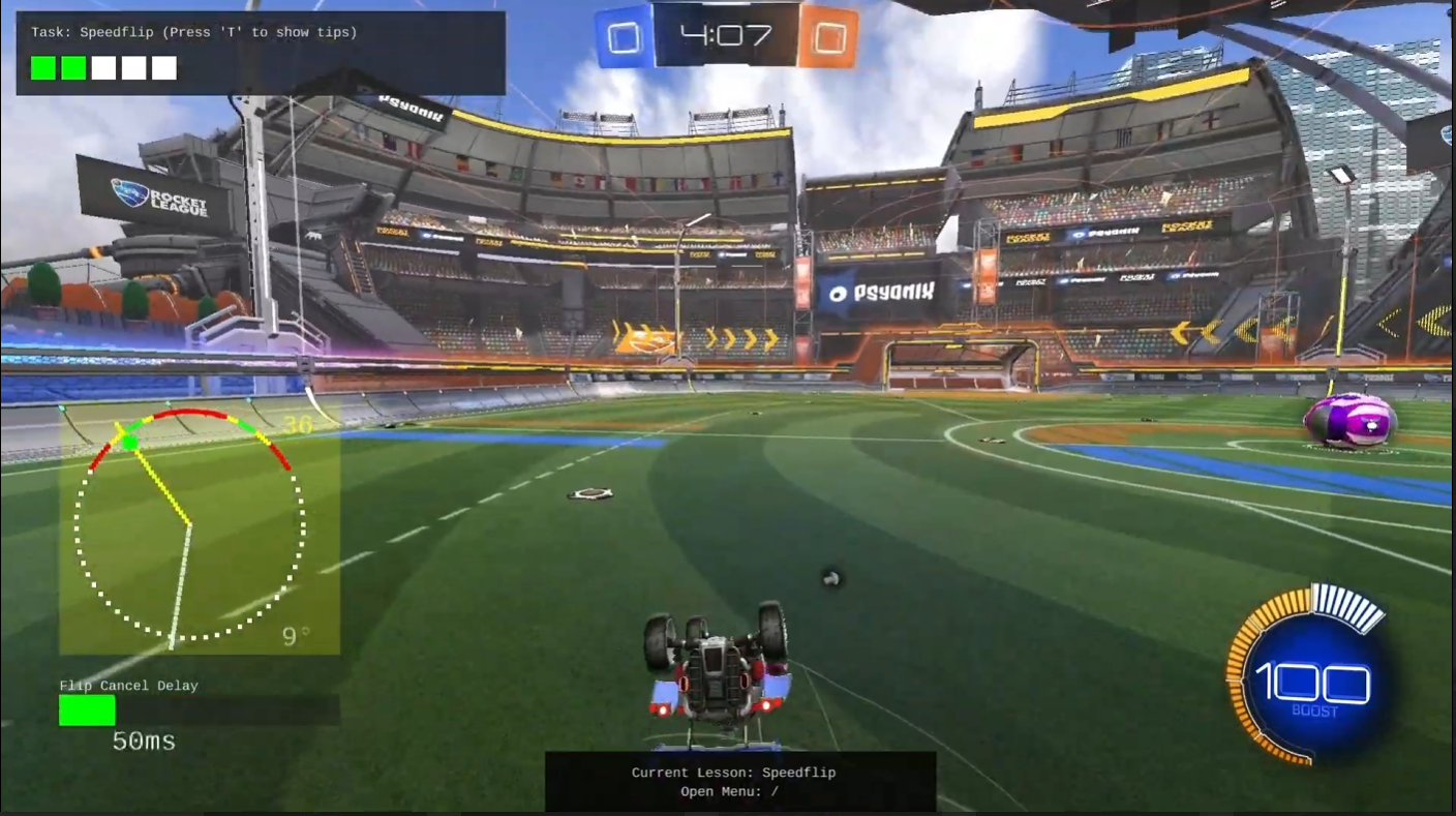 Small air roll correction to land flat after a speed flip