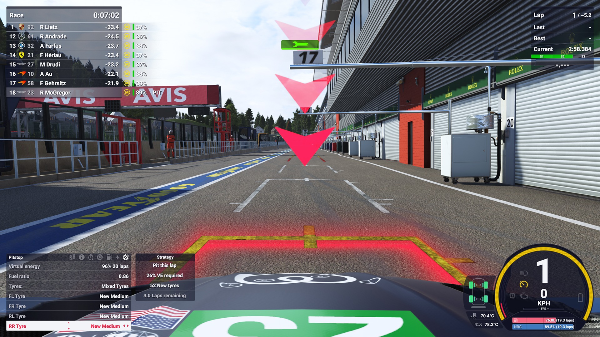 Le Mans Ultimate pit stop view