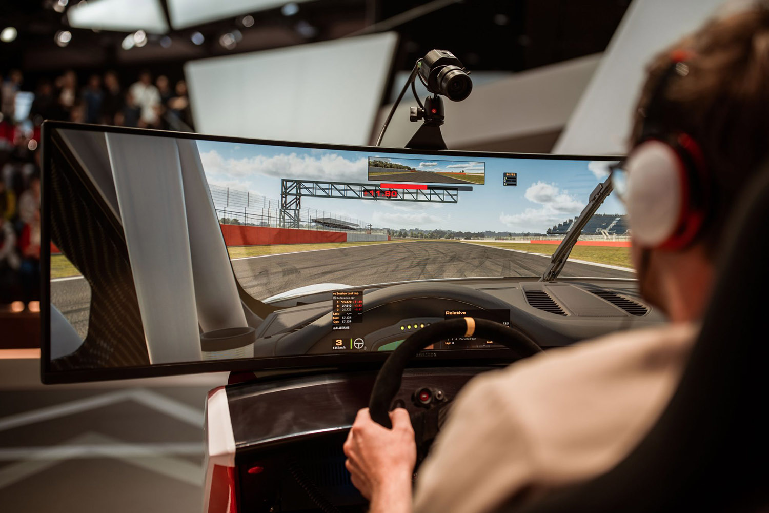 User in a sim playing iRacing