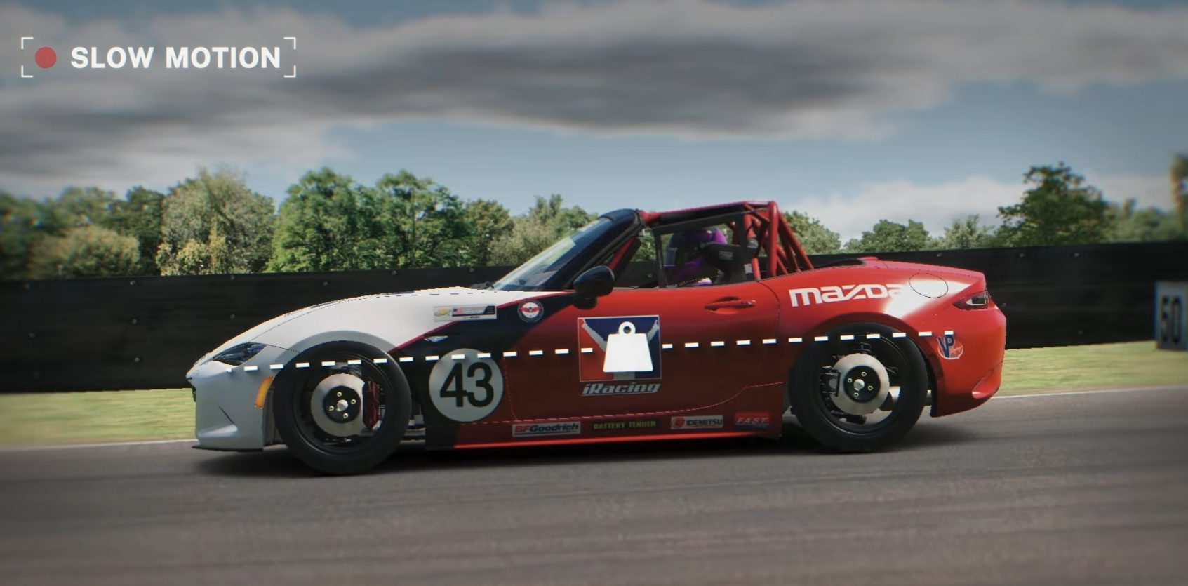 Diagram showing load transfer under braking in a sim racing car