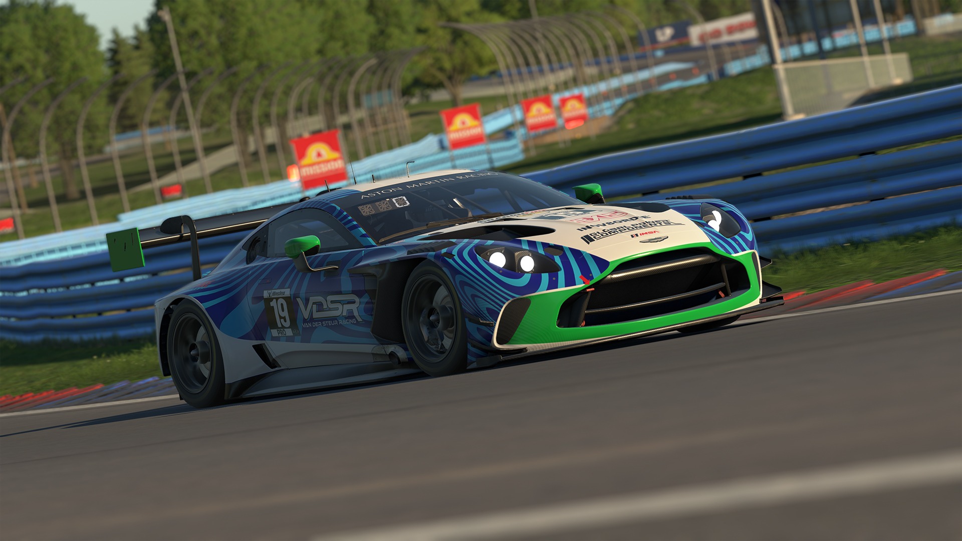 Aston Martin Vantage GT3 Evo racing on track in iRacing