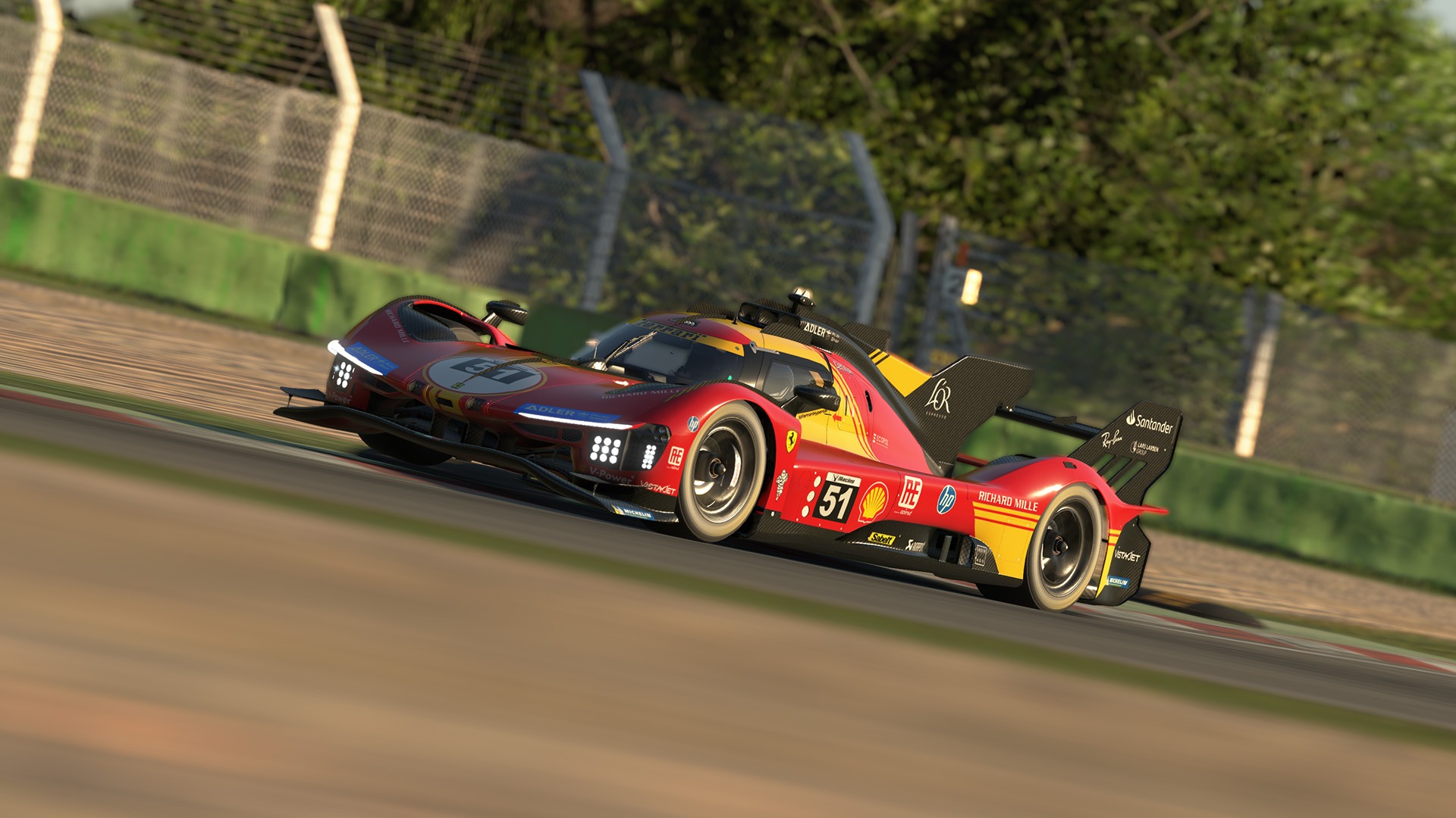 Ferrari 499P GTP car racing on track in iRacing