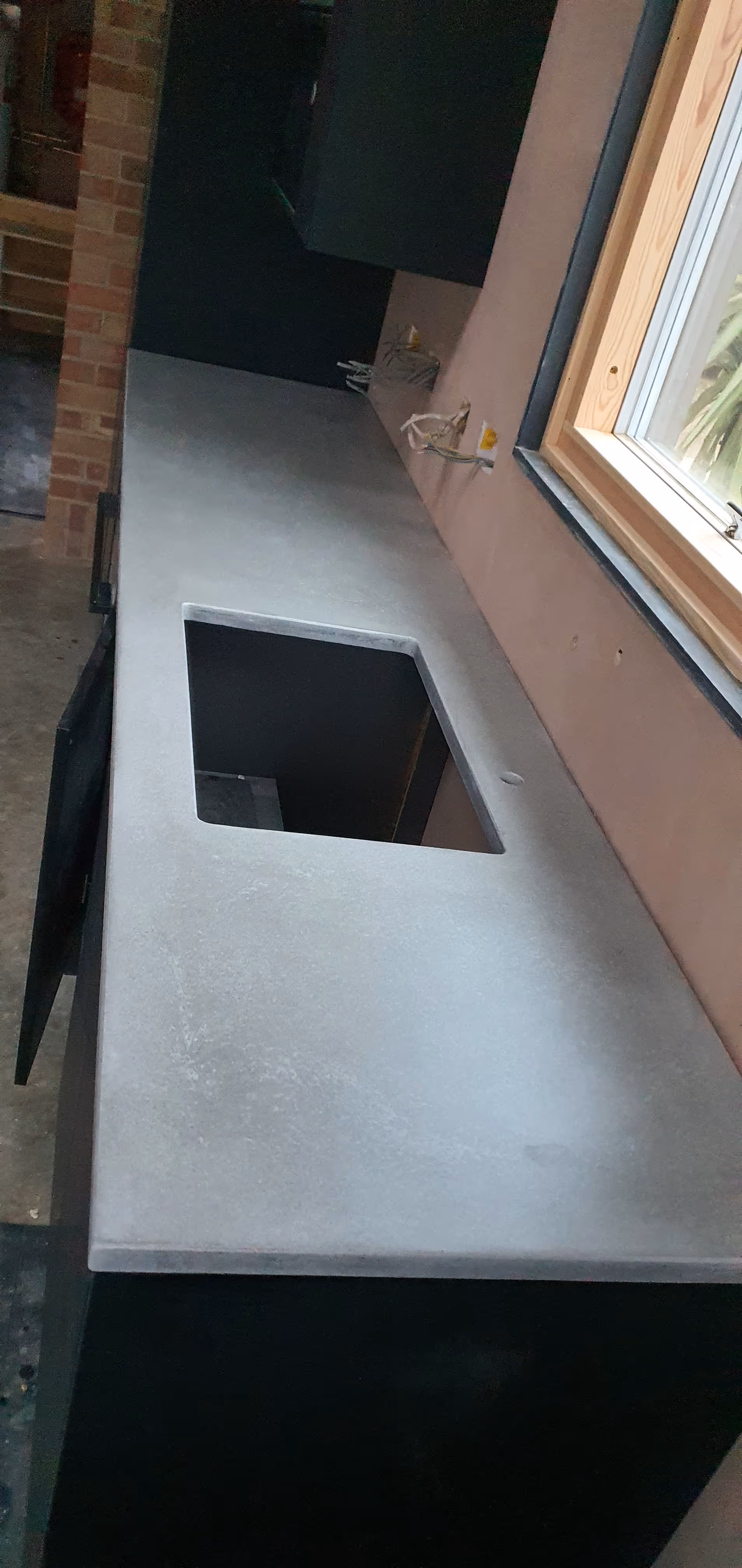 Modern kitchen concrete island