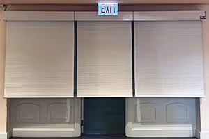 Bulletproof window and door protection for commercial entrance