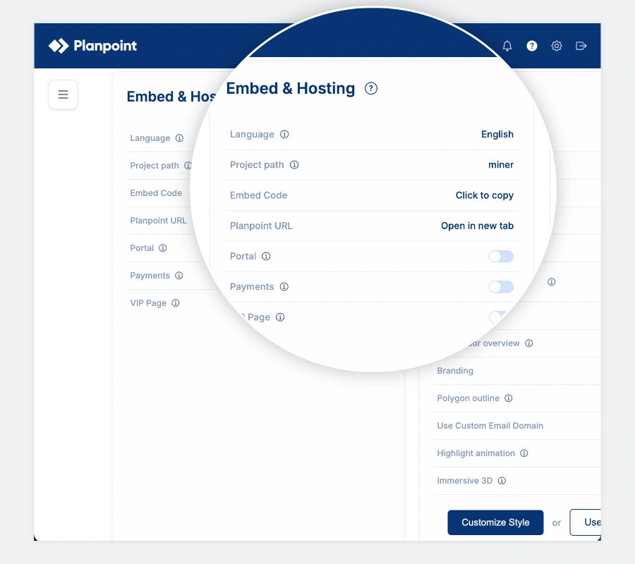 Embed code for Planpoint Viewer