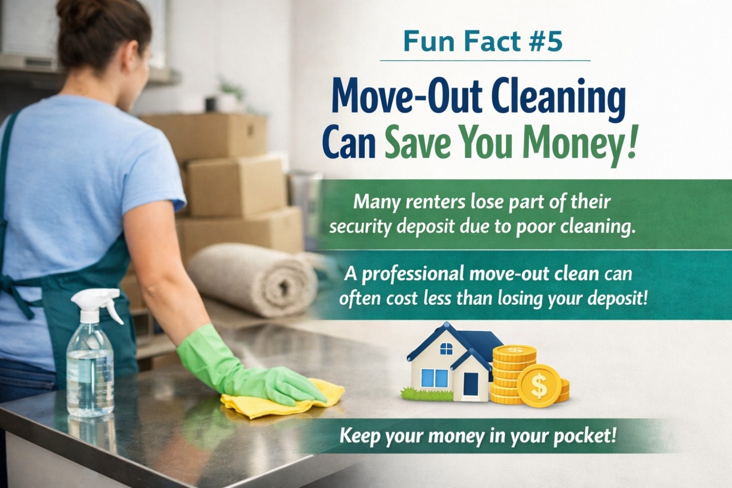 If you’re planning a move, don’t leave your deposit to chance. A professional move-out clean may be the easiest money-saving move you make.