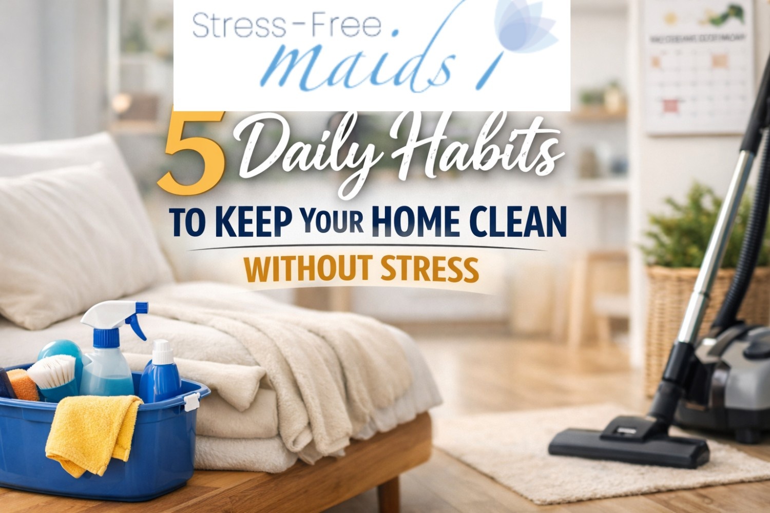 ✨ Keep your home clean stress-free! Discover 5 simple daily habits to maintain a sparkling space without extra effort. 🏡🧹