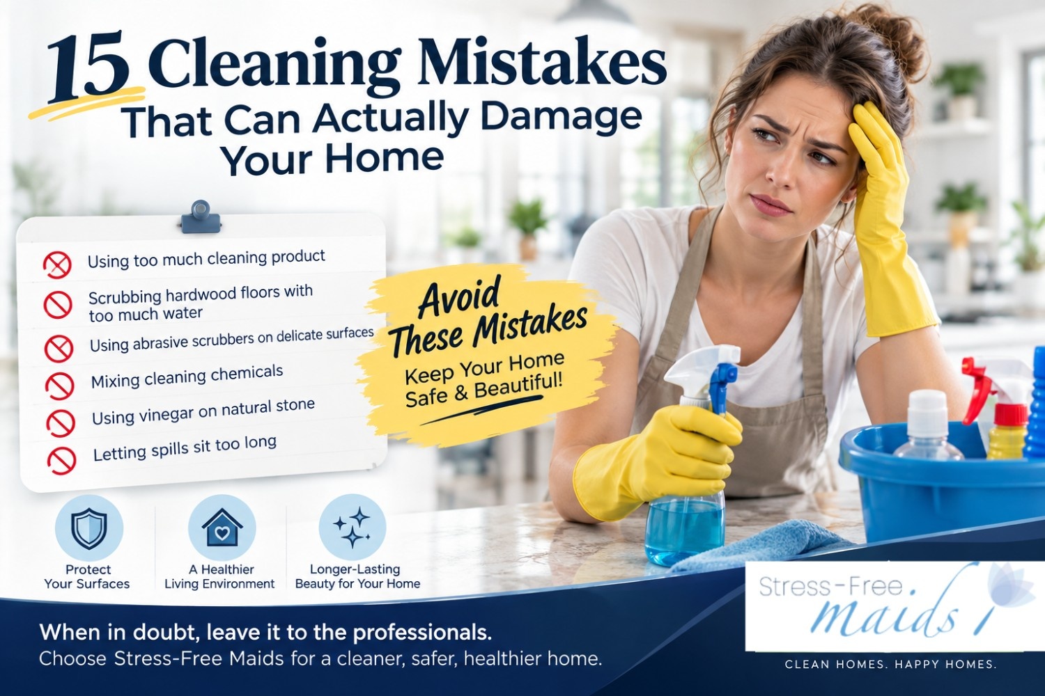 Your cleaning routine could be doing more harm than good! Discover 15 mistakes to avoid and keep your home looking its best. 🏡✨