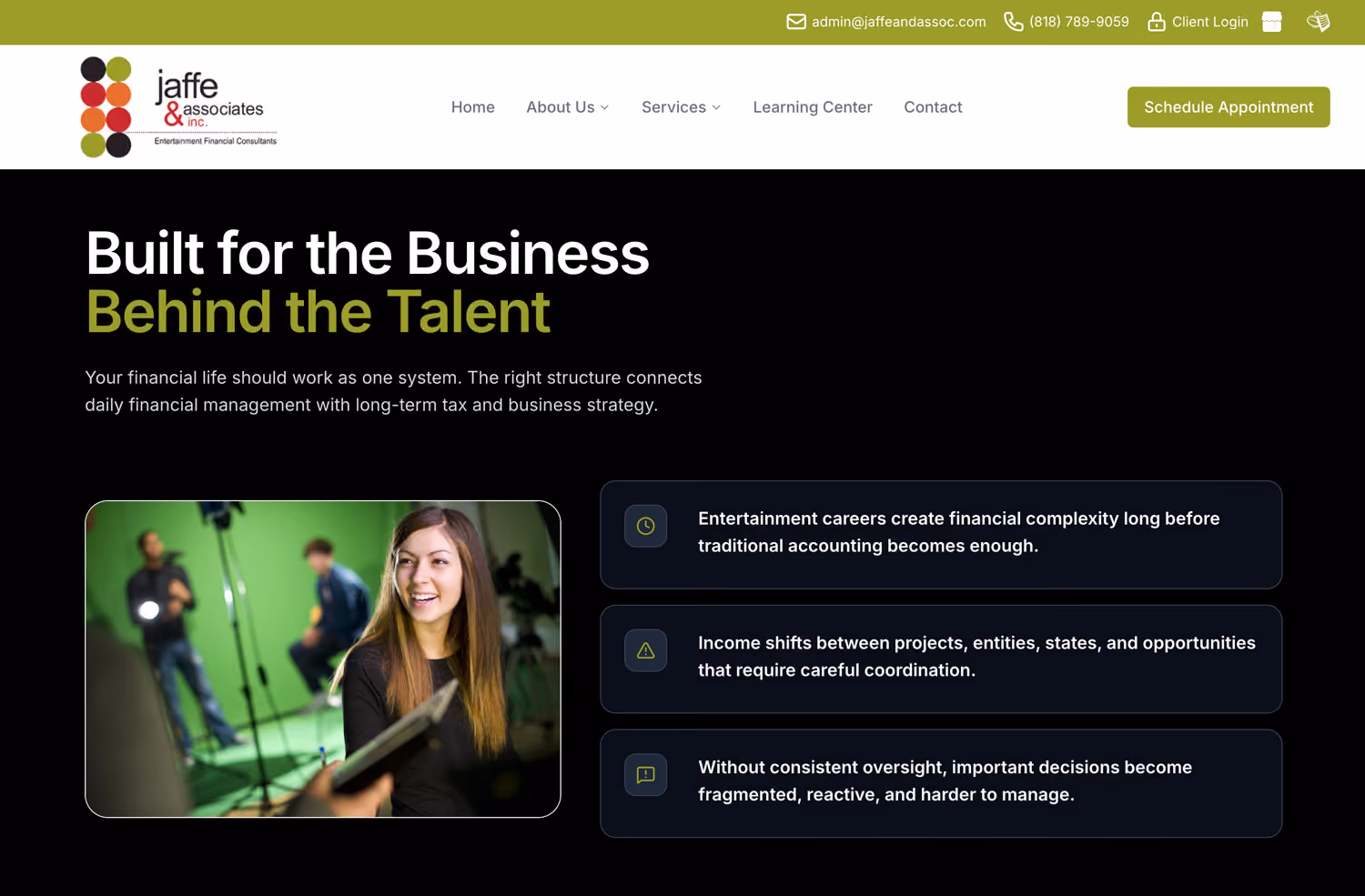 Jaffe & Associates, Inc. website — Entertainment Financial Consultants
