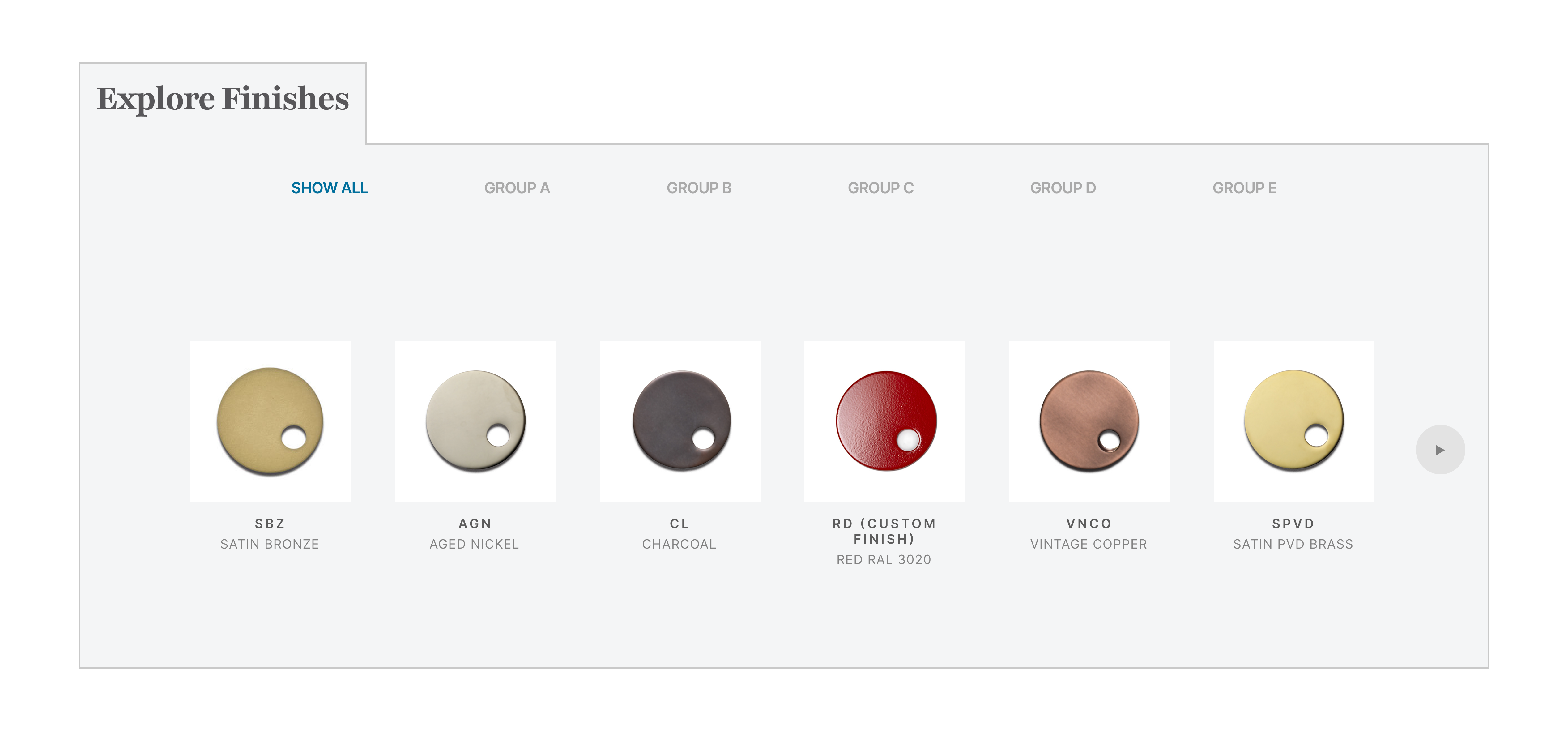 Screenshot of Watermark's product finishes