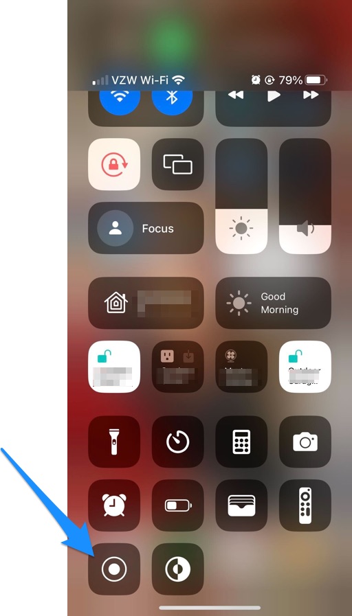 Record Screen on iPhone Buton in Control Center