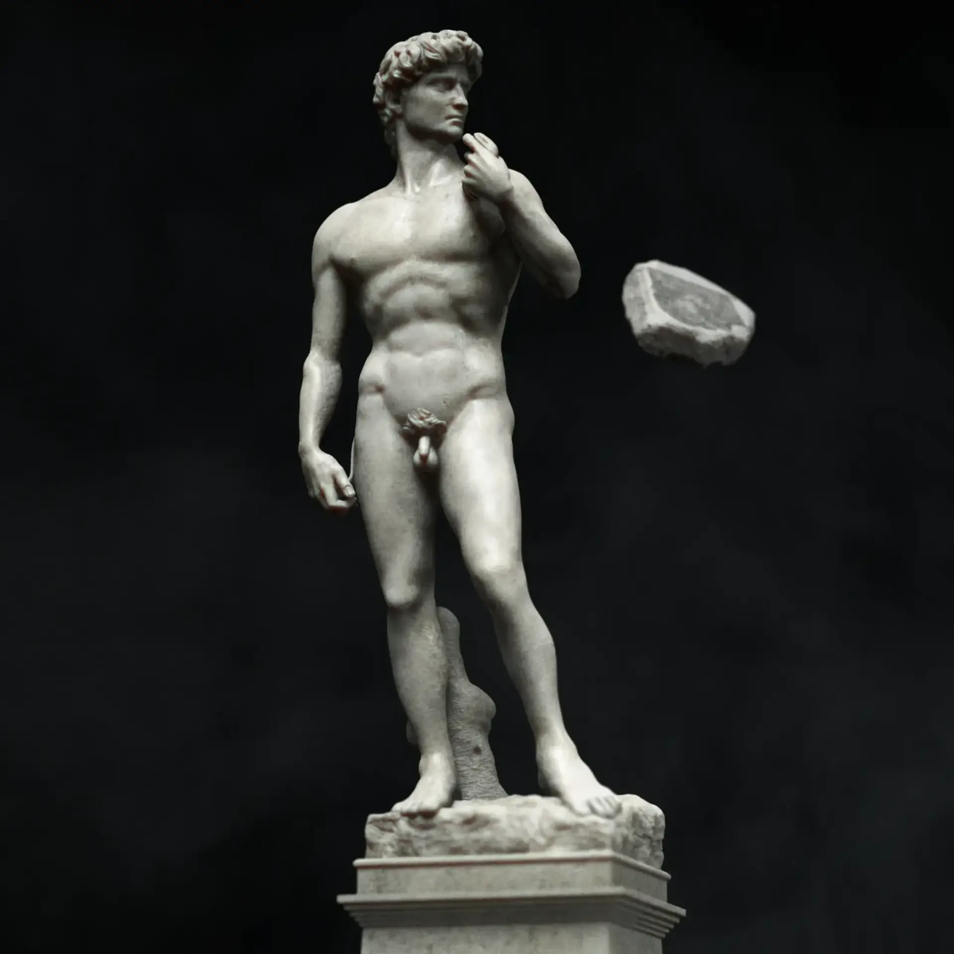 Rendered images from the short animation "Vanitas", showcasing digital sculptures created in ZBrush and rendered in Blender, depicting various key moments in the history of humanity