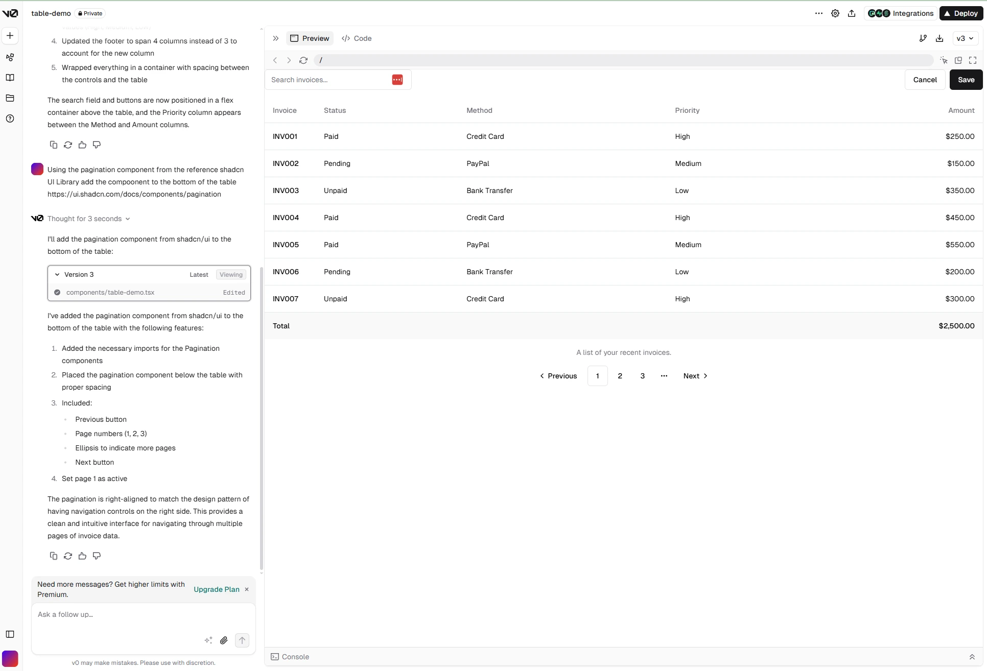 pagination component