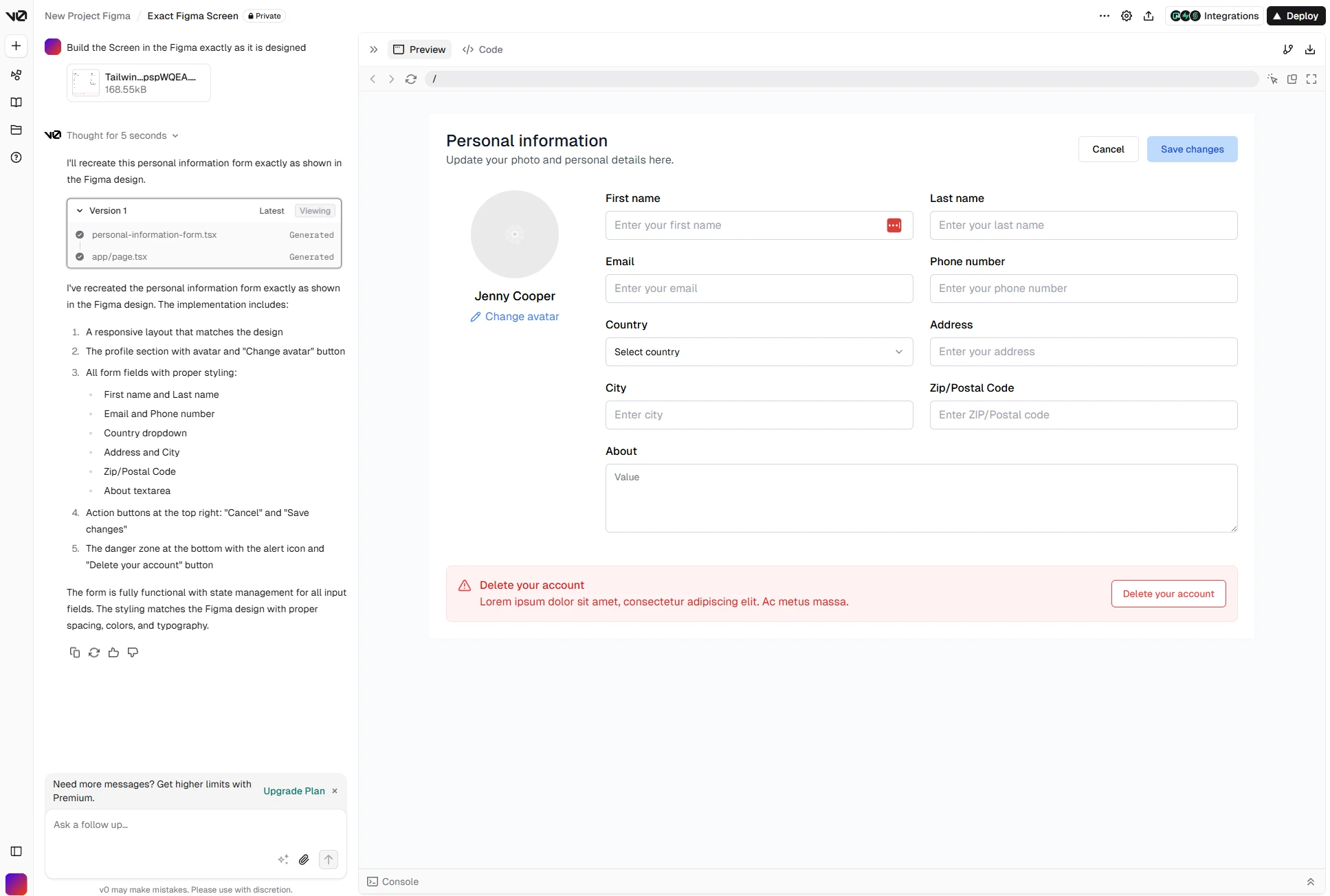 Building the screen in Figma