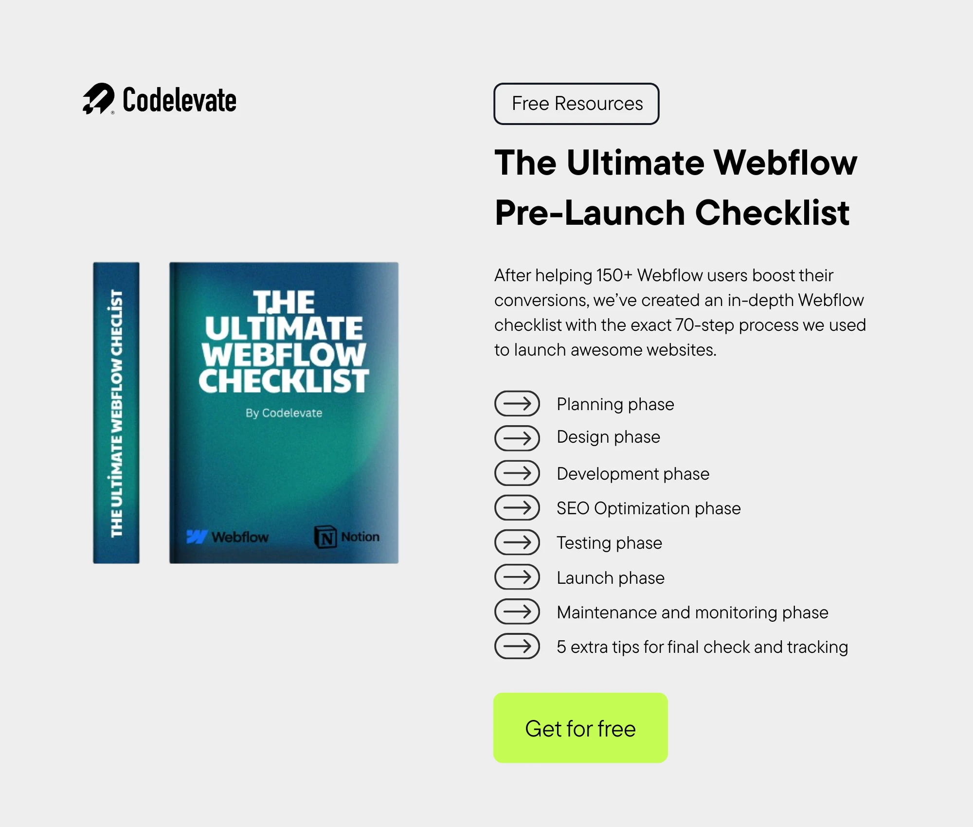 free webflow checklist