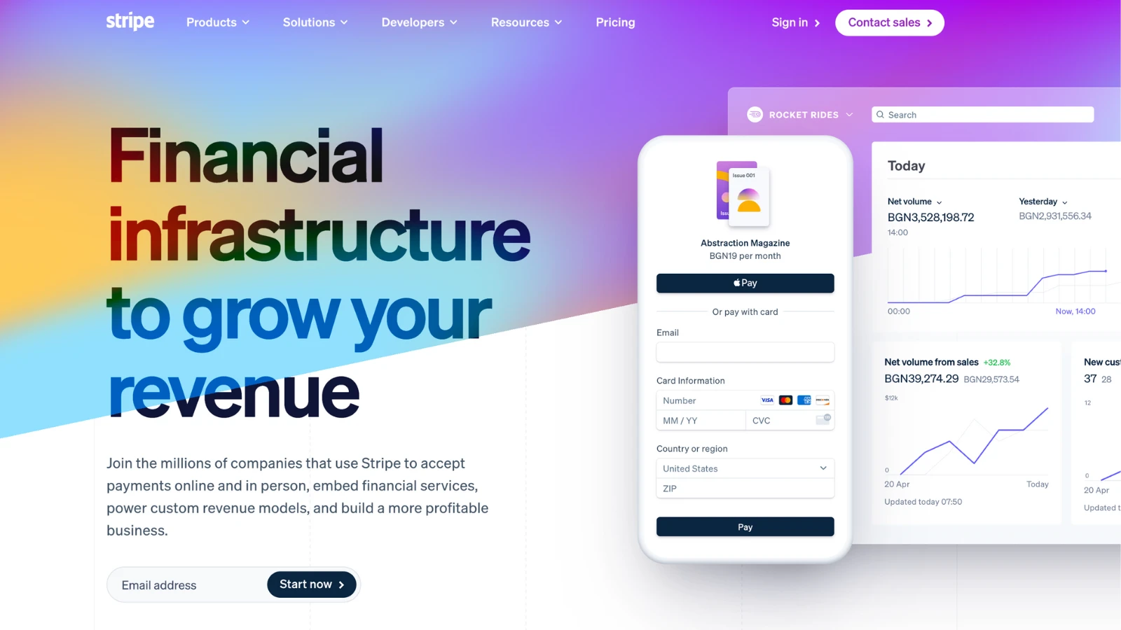 Stripe landing page