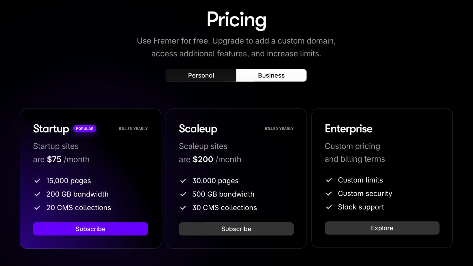 framer pricing