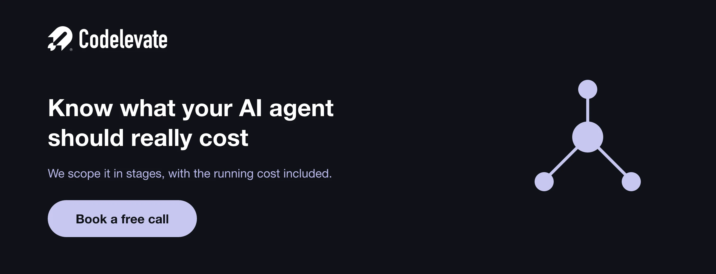 Codelevate banner, know what your AI agent should cost, book a free call