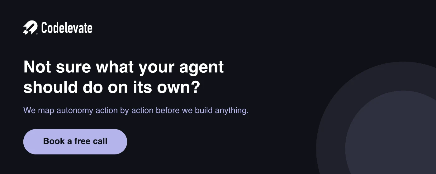 Codelevate banner offering a call to design the right AI agent autonomy level