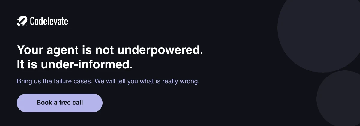 Codelevate call to action banner about fixing AI agents that fail in production