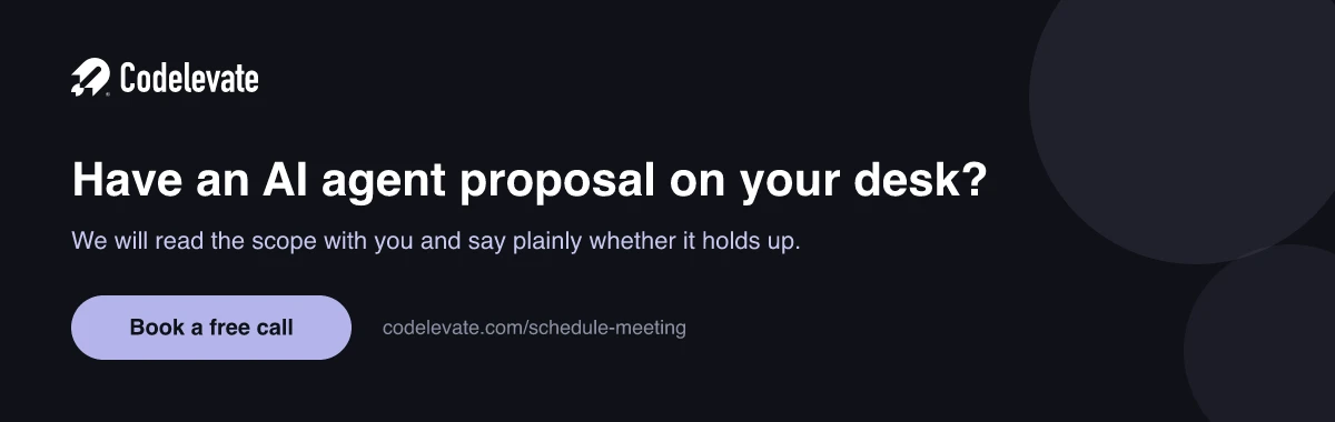 Codelevate banner offering a free call to review your AI agent services proposal