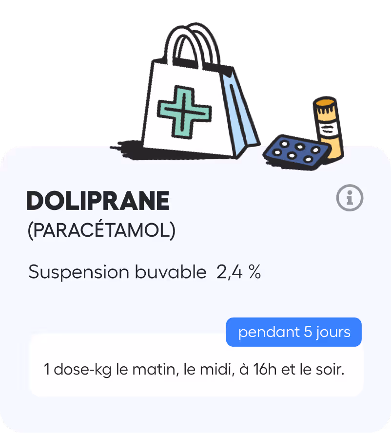 Élément de l'interface de la page ordonnance de l'application biloba entouré d'illustrations