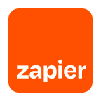 Zapier logo in white text on an orange rounded square background.